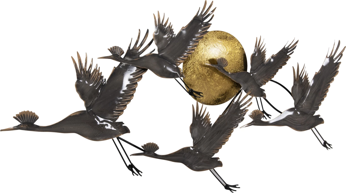 Dekor muri metalik FH4208 zogj në gri-ari 90x46H cm