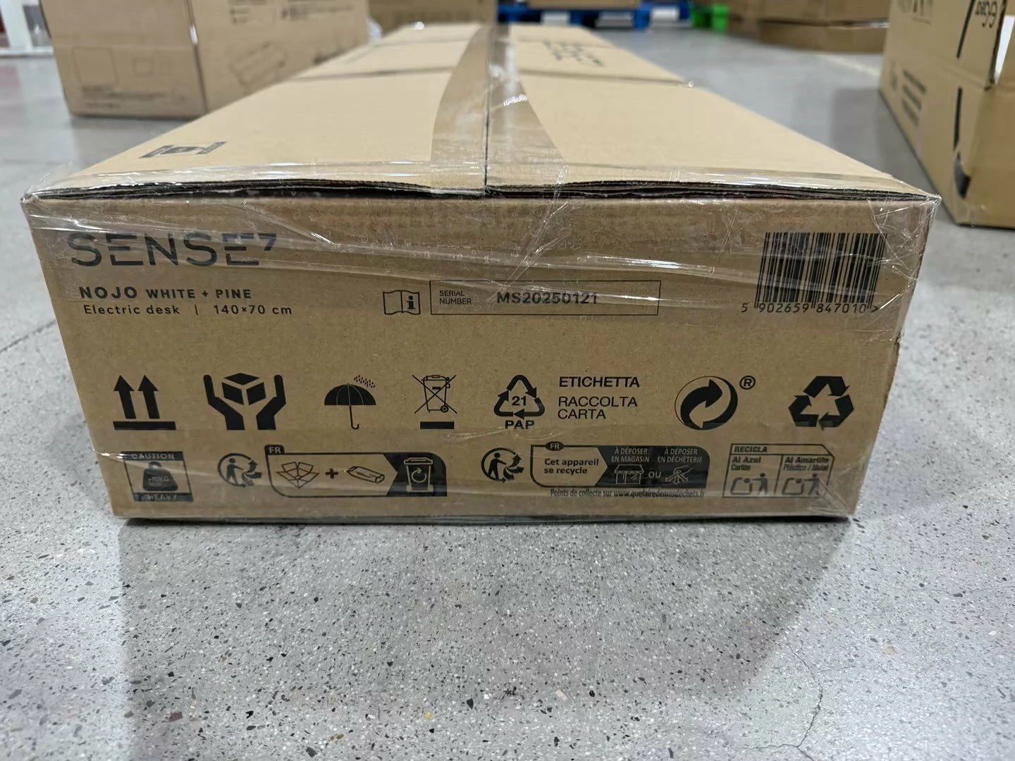 Tavolinë elektrike gaming/zyre SENSE7 NOJO 140x70 cm, rregullim lartësie 72-118 cm, pishë e bardhë