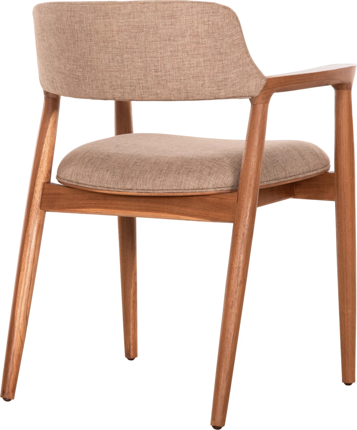 Karrige me krahë JAMES, dru tik natyral, material shampanjë, 57x52x76cm