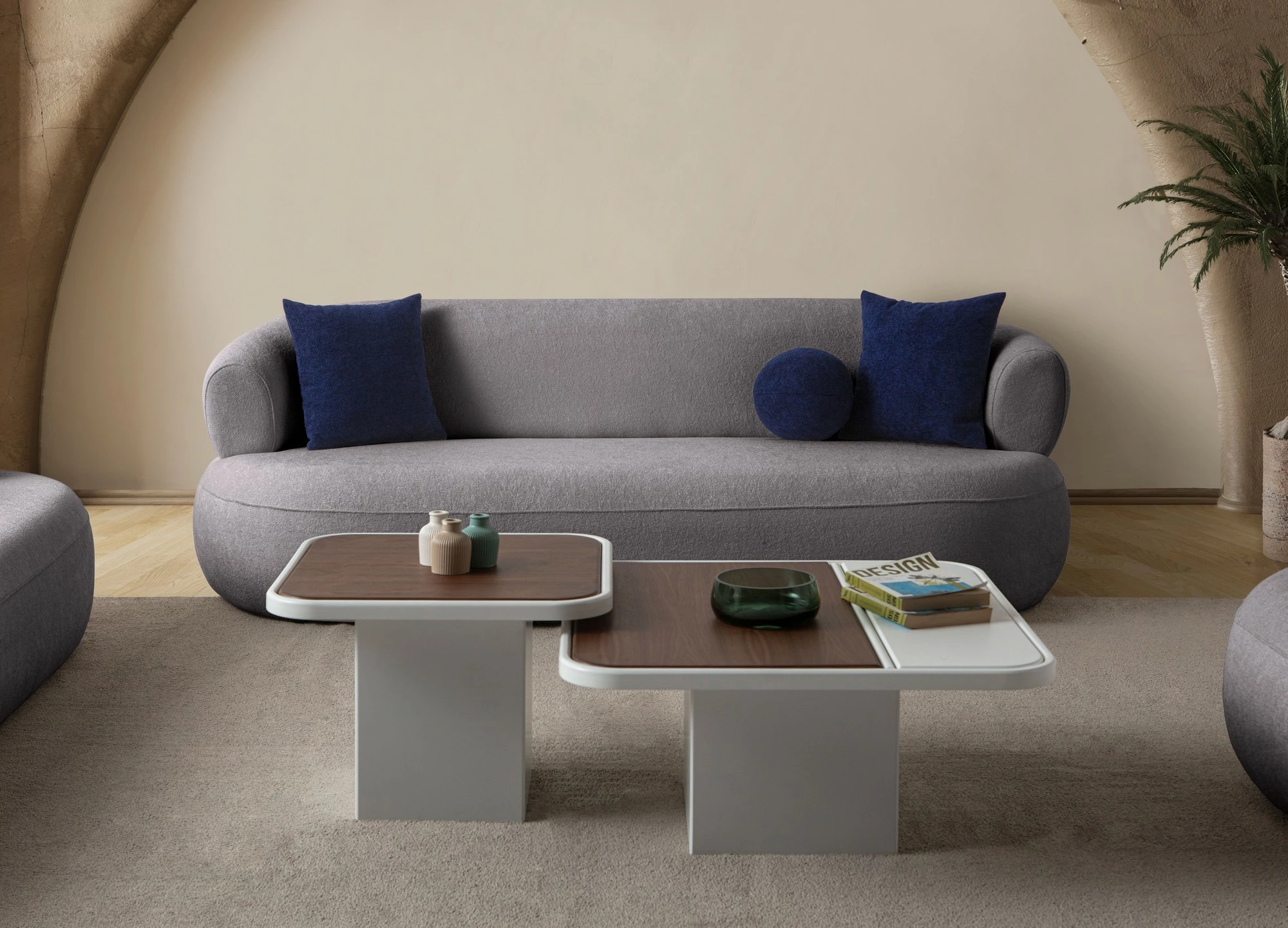 Divan treshe Atelier del Sofa, Roma, ngjyrë gri e errët
