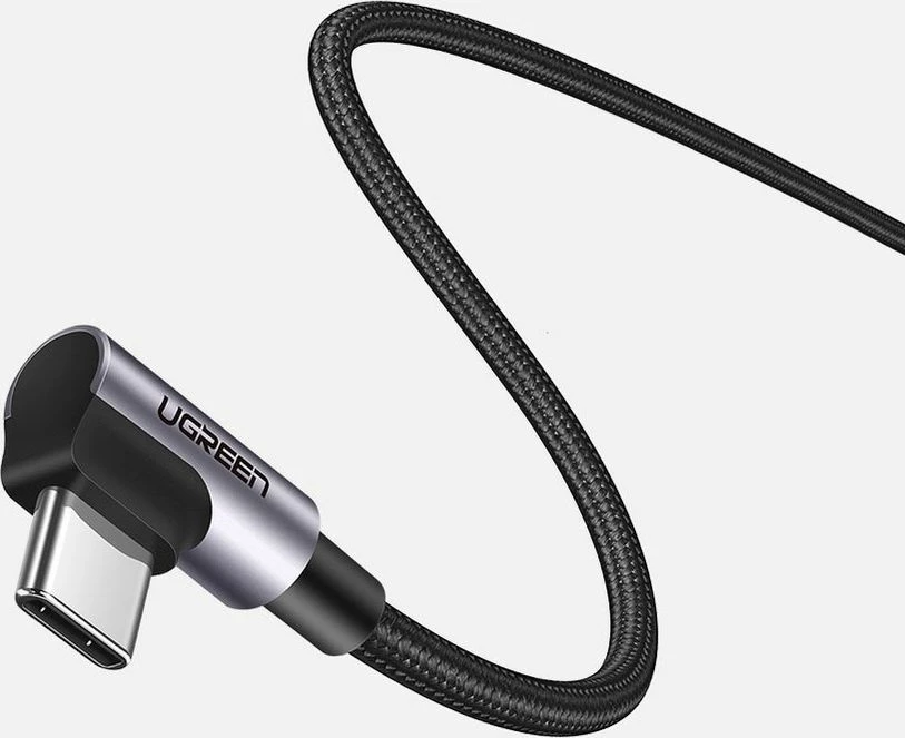 Kabllo USB-C në USB-C Ugreen US305 1 m 3A Power Delivery, këndore (angled), gri