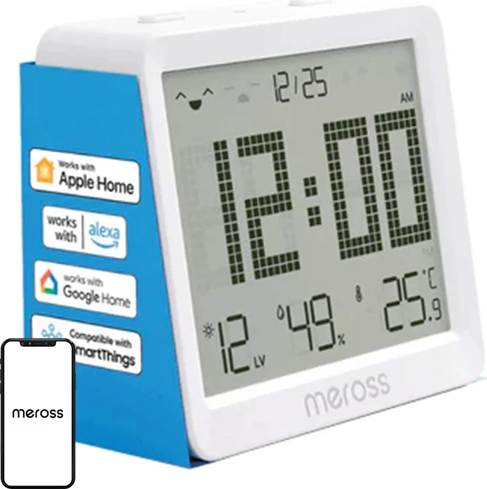 Sensor i mençur temperaturë e lagështi Meross MS130-EU, ekran 3.7", Wi‑Fi, punon me Apple HomeKit/Alexa/Google/SmartThings