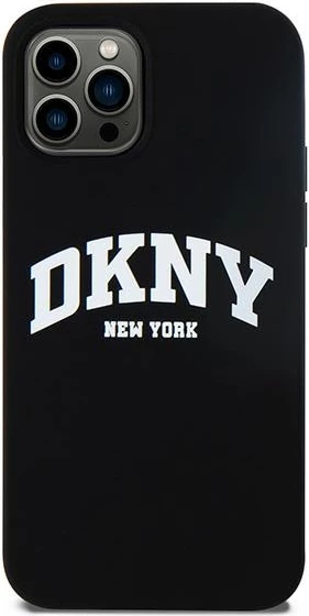 Mbështjellës DKNY Liquid Silicone me logo të bardhë, MagSafe, për iPhone 12/12 Pro, i zi