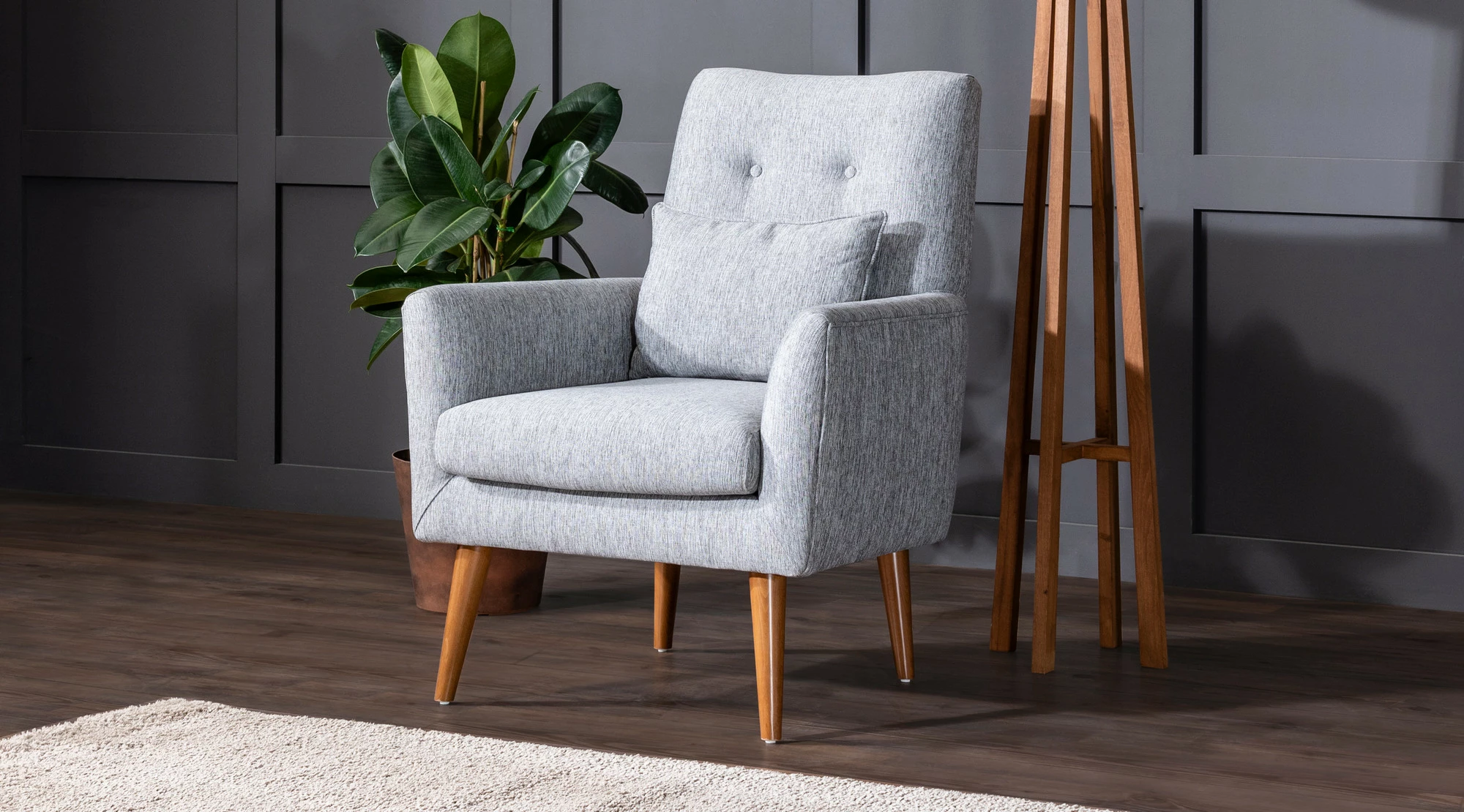 Set divan-krevat me karrige krahu, ngjyrë gri, Atelier del Sofa, Aqua-TKM03-1008