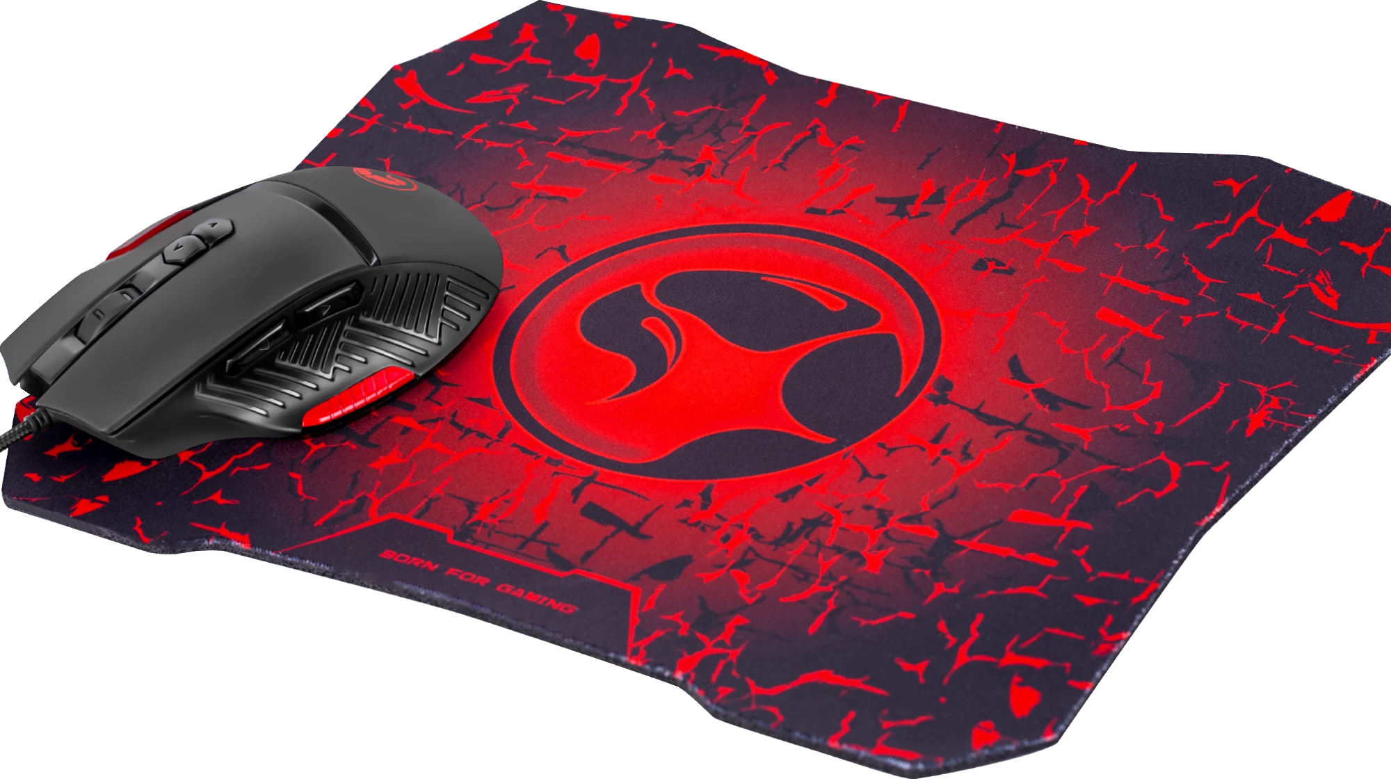Set Maus + Mauspad Marvo M355+G1 7200 DPI USB, kuqe/zi, 2-në-1