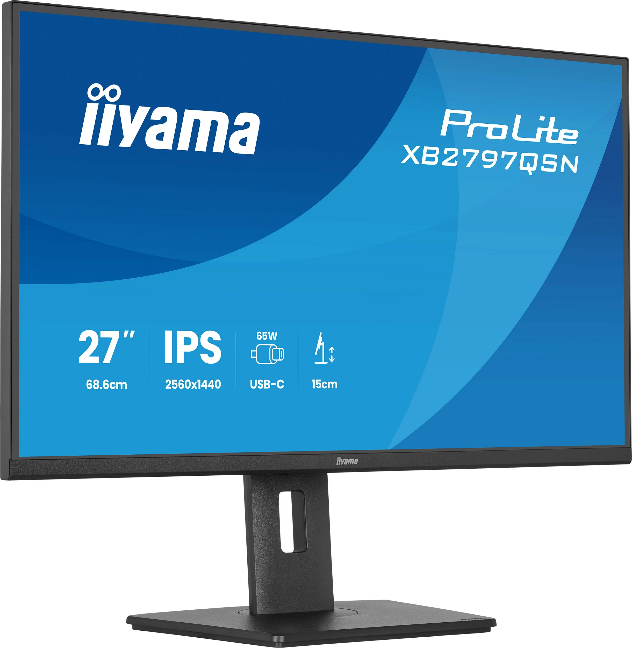 Monitor iiyama ProLite XB2797QSN-B1, 27", IPS, QHD 2560x1440, USB-C 65W, i zi