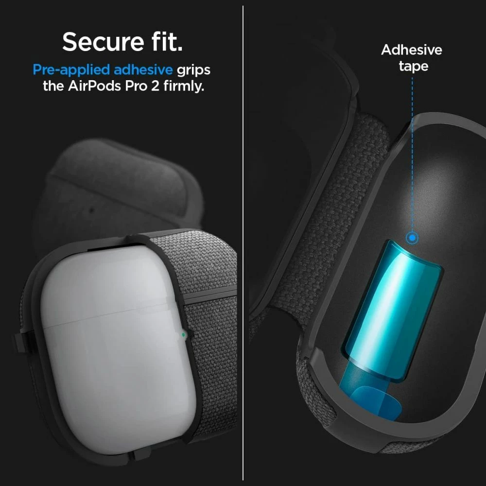 Mbështjellës Spigen Urban Fit për AirPods Pro/Pro 2, me unazë, Zi
