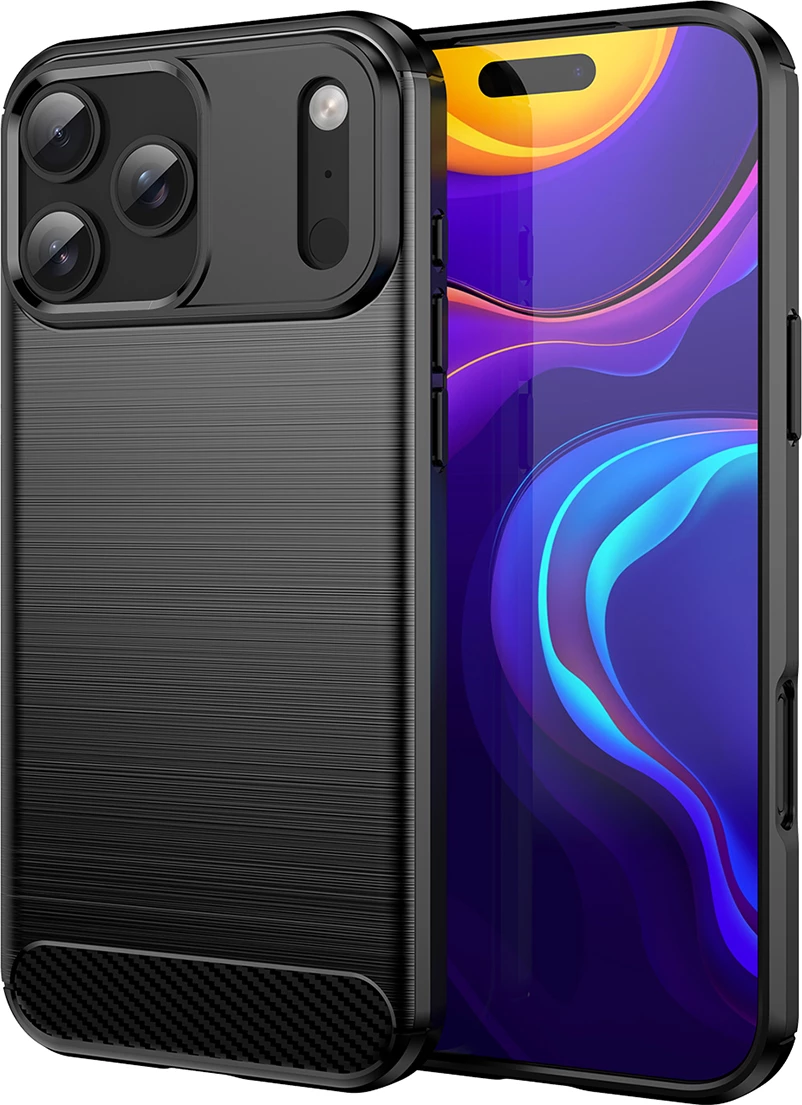 Mbështjellës Hurtel Carbon Case për iPhone 17 Pro Max, i zi