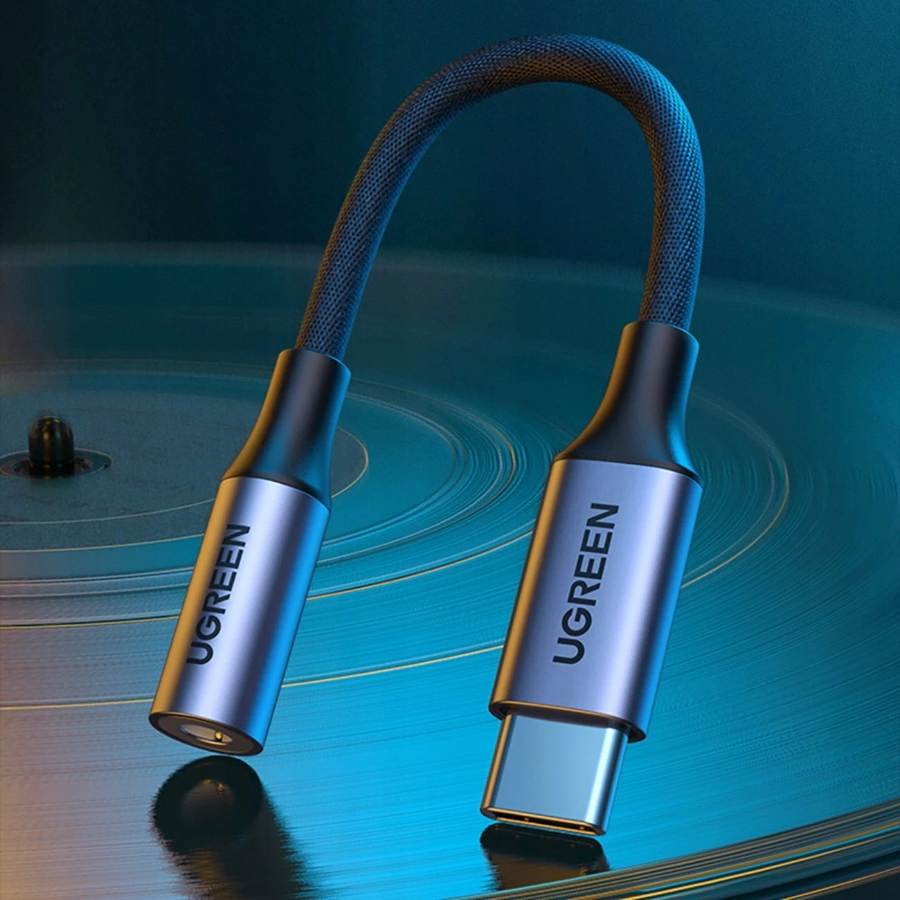 Adapter audio Ugreen AV161 (80154) USB-C në Jack 3.5mm, kabllo 10 cm, DAC, gri e errët