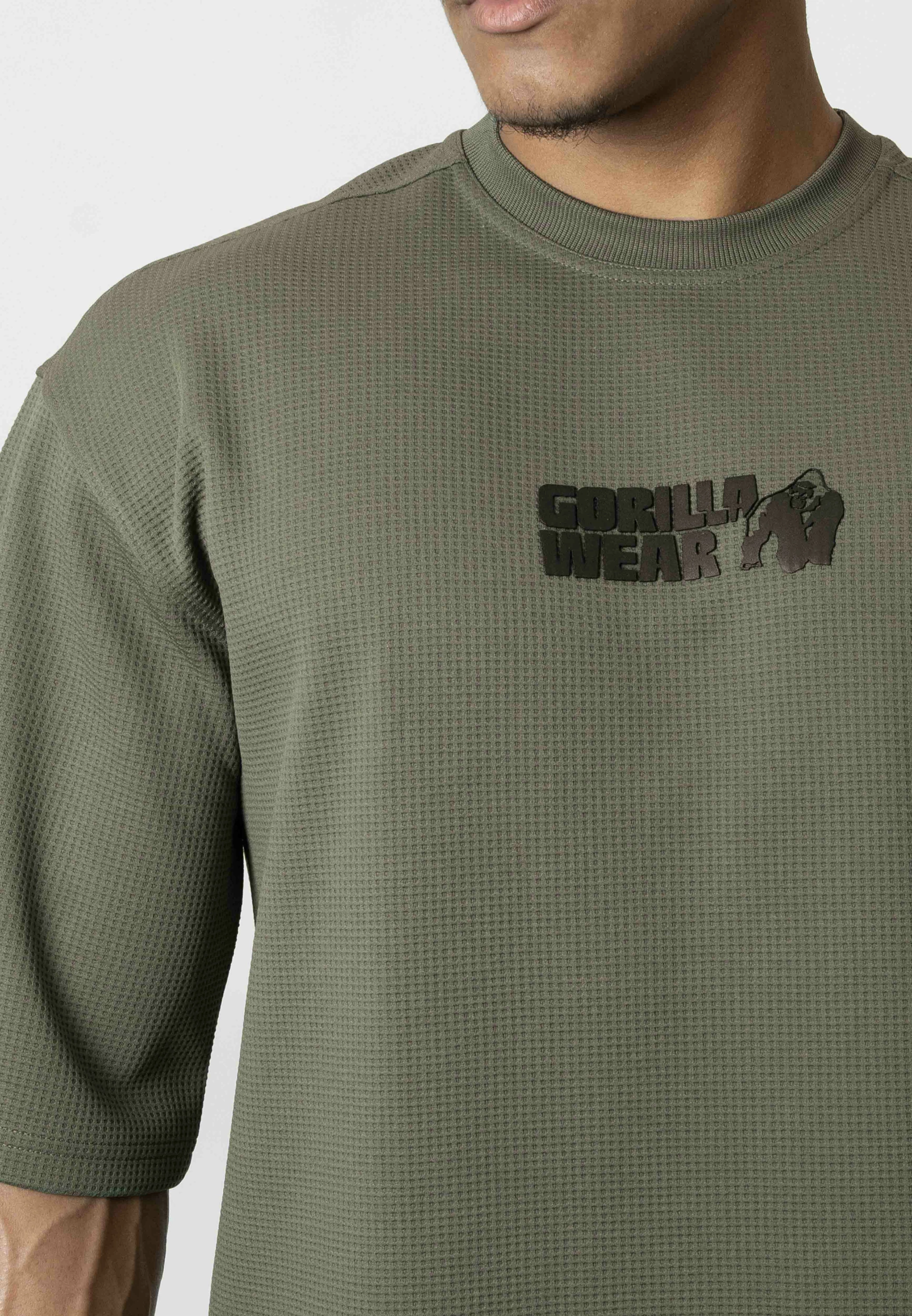 Idaho Oversized Waffle T-Shirt - Army Green [Madhësia: S]