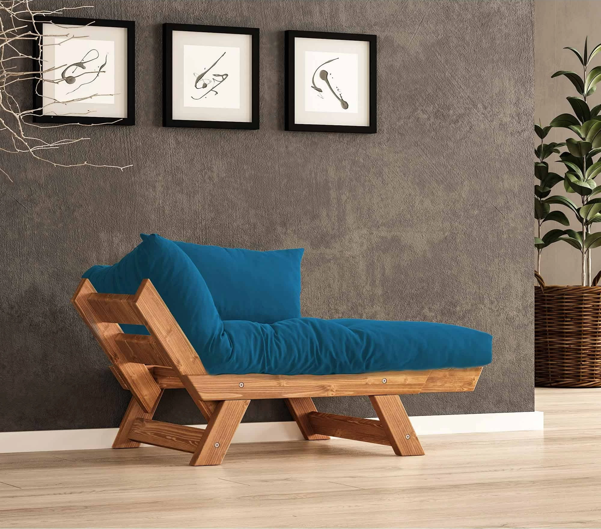 Karrige për kopsht, një vend, ngjyrë teak dhe blu, Skye Decor, CPT8156-140