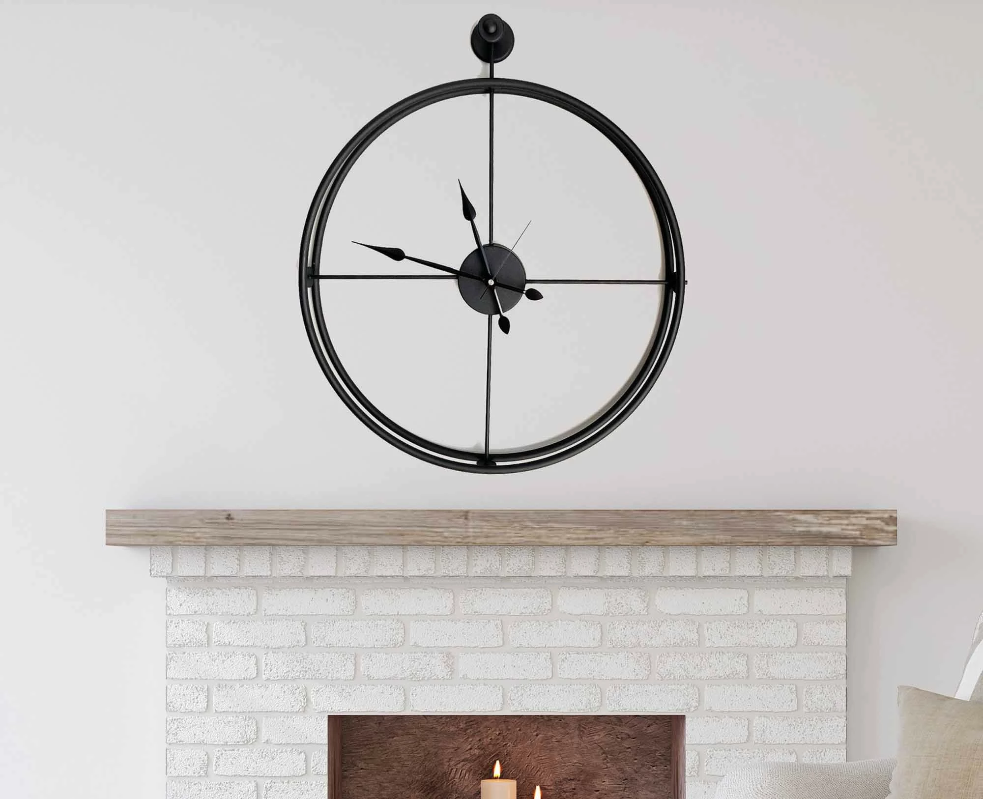 Orë muri dekorative prej metali, e zezë, Wallity, Mclock-00106