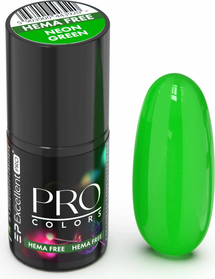 Llak për thonj për femra Excellent PRO Pro Colors Hema Free Hybrid 55 Neon Green, 7g