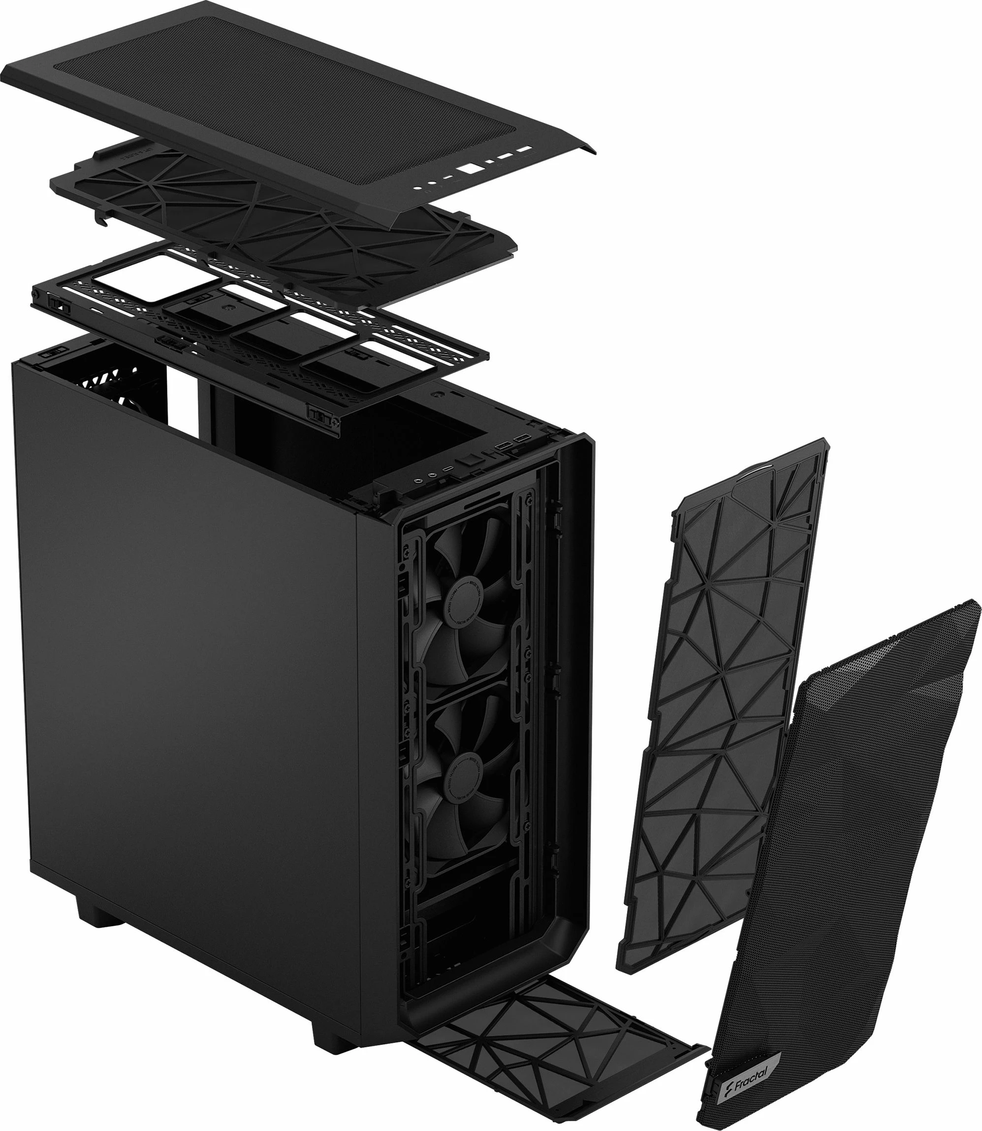 Kasë Fractal Design Meshify 2 Compact Solid FD-C-MES2C-01, Midi Tower ATX, pa dritare, e zezë