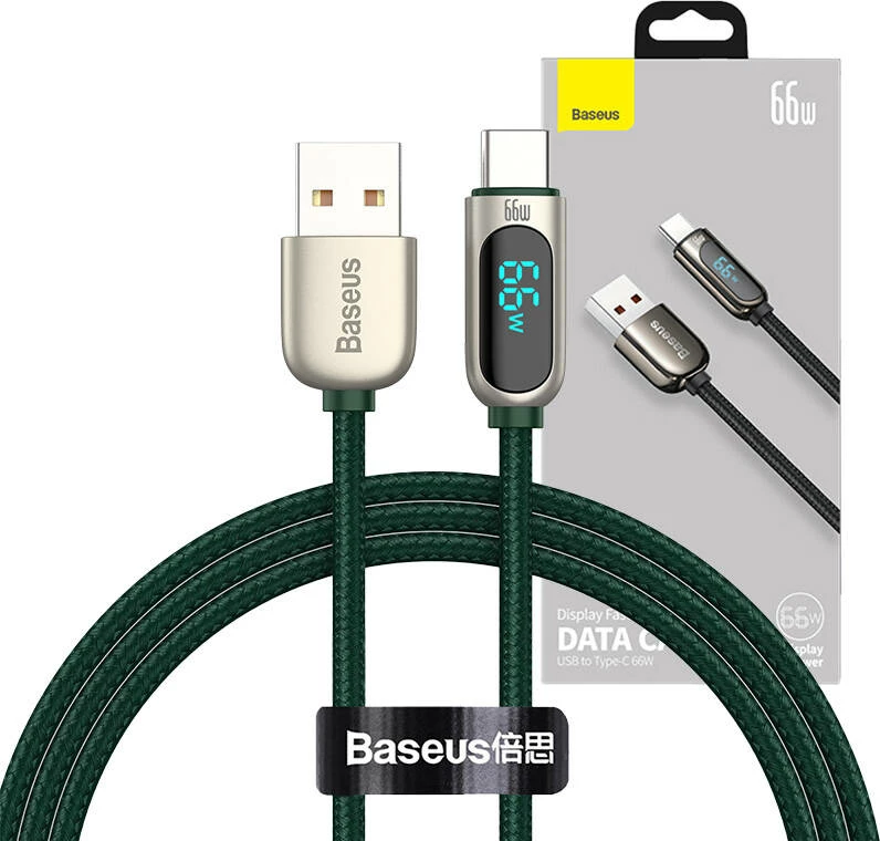 Kabllo Baseus Display USB në Type-C, 66W, 1m, e gjelbër