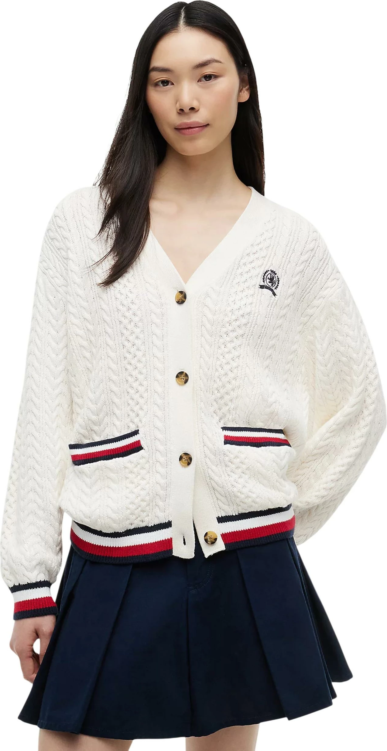 Kardigan për femra Tommy Hilfiger Jeans DW0DW22934, i bardhë [Madhësia: XS]