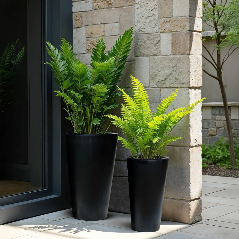 Set vazo ONYX, 2 copë, qeramikë, ngjyrë e zezë, 32x32x53cm