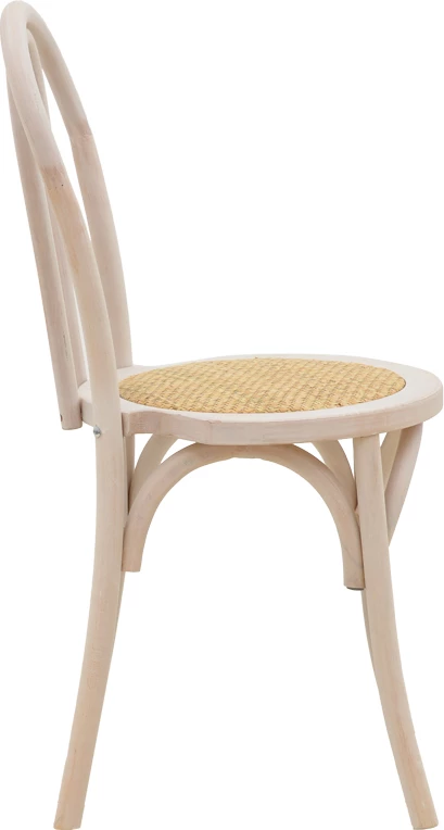 Karrige stackable Vienna Azhel, dru ahu ngjyrë e bardhë, ulëse ratan natyral, 41x50x89cm