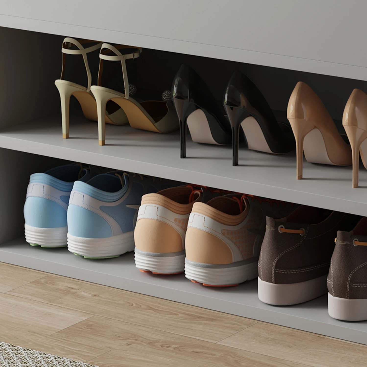 Raft këpucësh me ulëse ROMIR FH2477.05 melaminë gri-antracit ulëse PU 60x30x44Hcm