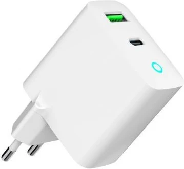 Karikues muri Gembird TA-UC-PDQC20L-W-01, 20W, 2 porta USB-A/USB-C, Bardhë
