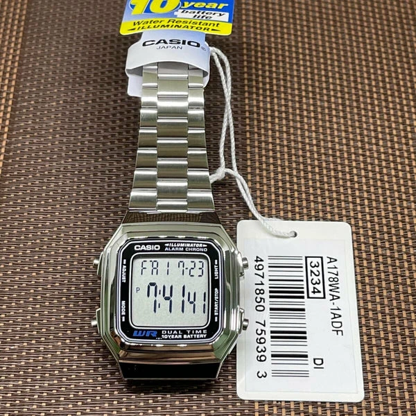 Orë dore Casio A178WA-1A, e argjendtë