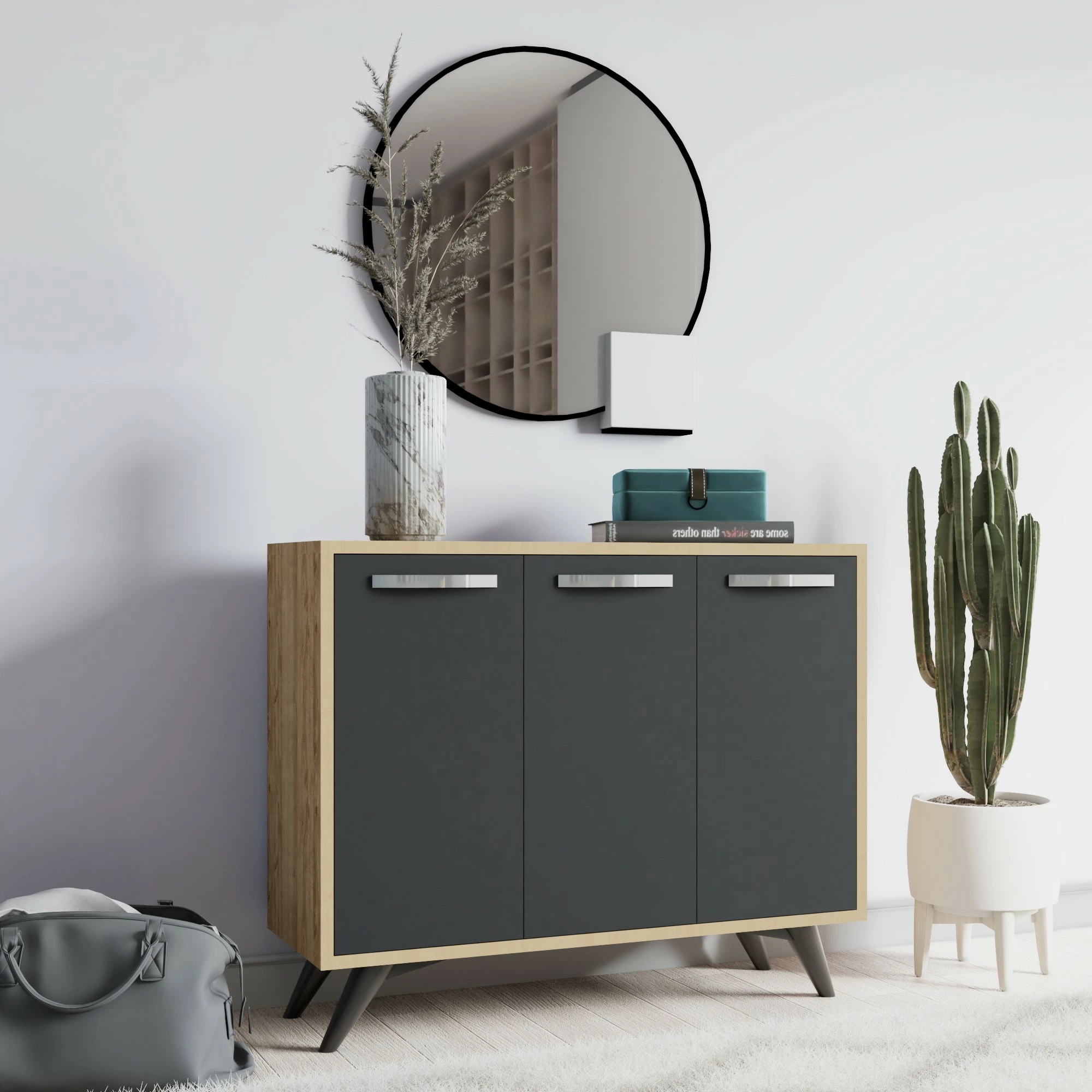 Dollap multifunksional Hanah Home, Piffa, ngjyrë lis dhe antracit