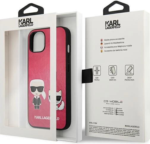 Mbështjellës Karl Lagerfeld KLHCP13SPCUSKCP për iPhone 13 mini 5.4", fuksia, hardcase Ikonik Karl & Choupette