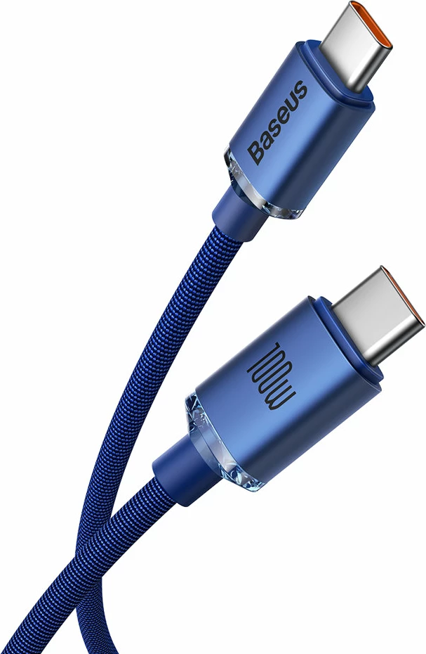 Kabllo USB-C në USB-C Baseus Crystal Shine Series CAJY000603, 1.2m, 100W, Blu