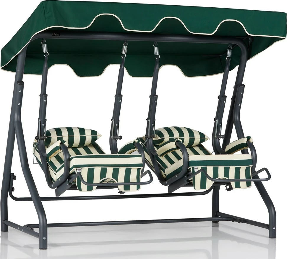 Karrige lëkundëse dyshe për kopsht, Skye Decor, Daisy 2, e bardhë, e gjelbër, e zezë