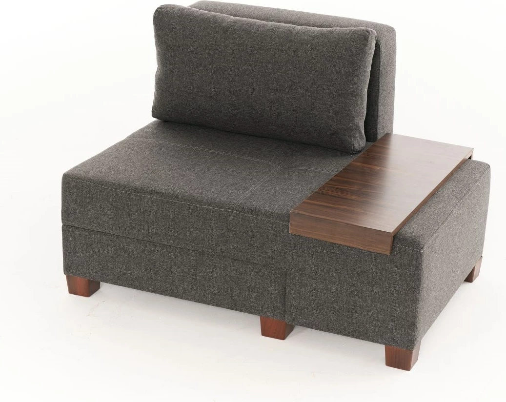 Krevat-kolltuk një vendësh, Atelier del Sofa, Perenna Linen, kënd i djathtë, ngjyrë antracit