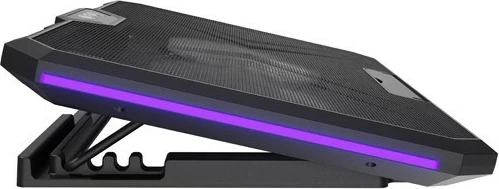 Stand ftohës laptop Natec Fury Gunbai G3 NFC-2375, për 14.1-17.3 inch, 2 fansa 120 mm, RGB, hub USB 2 porta, rregullim shpejtësie dhe 5 nivele, e zezë