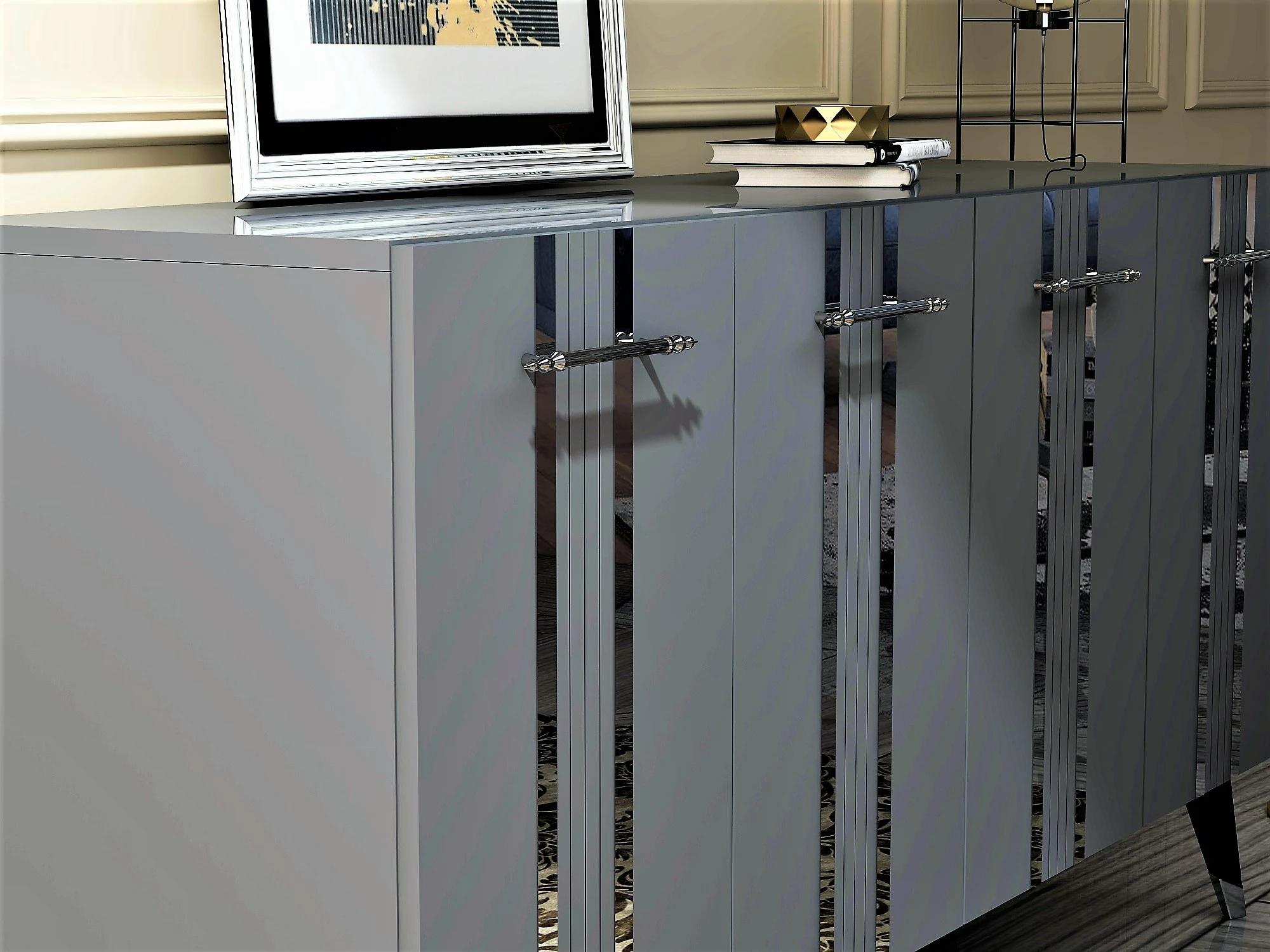 Konsol Asel, anthracite, silver, Hanah Home