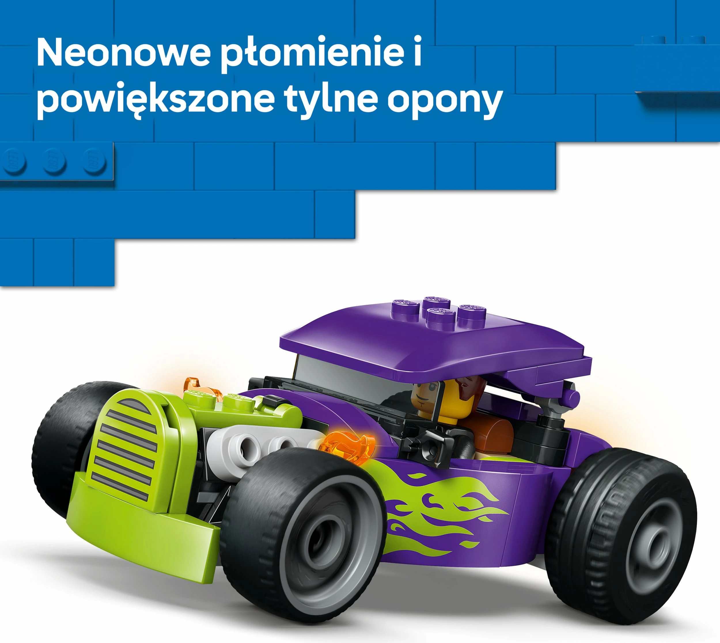 Set LEGO City Hot Rod 60485, 81 copë, 5+, vjollcë/jeshile neon