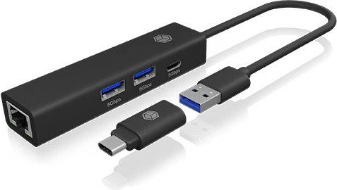 Hub IcyBox IB-HUB1439-LAN 4 porte, USB-C/USB-A, LAN, i zi