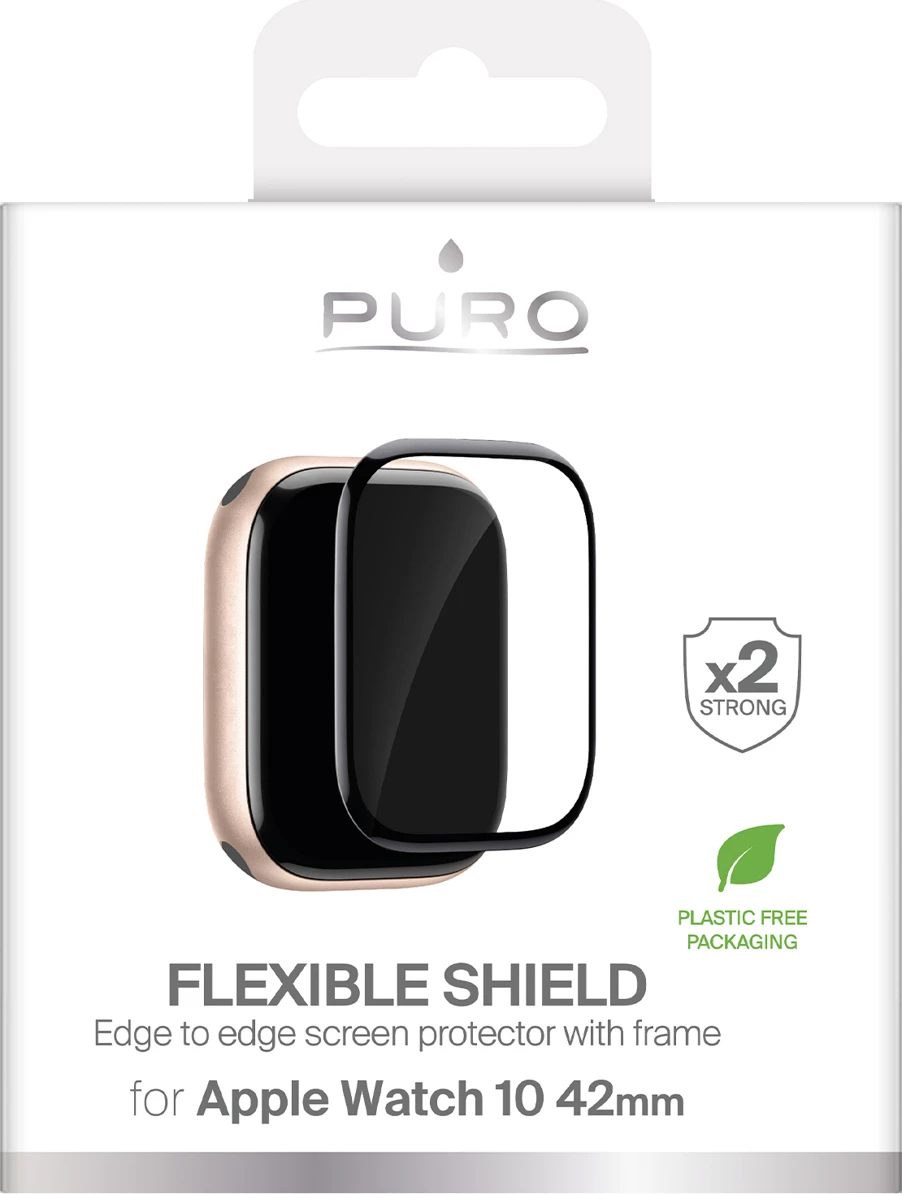 Folie mbrojtëse ekrani Puro Flexible Shield për Apple Watch 10/11 42mm, me aplikator, e zezë