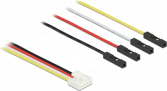 Kabllo konvertuese DeLOCK IOT Grove 4-pin male në 4x Jumper female, 40 cm, zezë/kuqe/bardhë/verdhë