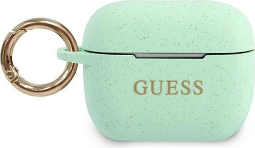 Mbështjellës Guess GUACAPSILGLGN për AirPods Pro, silikon, i gjelbër me shkëlqim