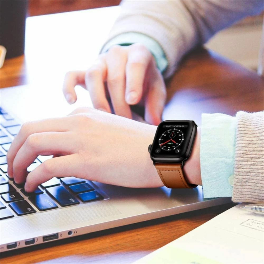 Rrip lëkure për Apple Watch Tech-Protect Leatherfit, 38/40/41 mm, Kafe