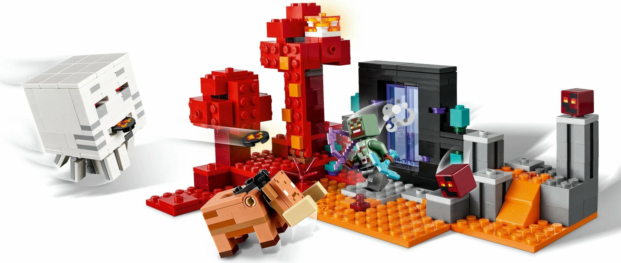 Set ndërtimi LEGO Minecraft 21255 Hinterhalt am Netherportal, shumëngjyrësh
