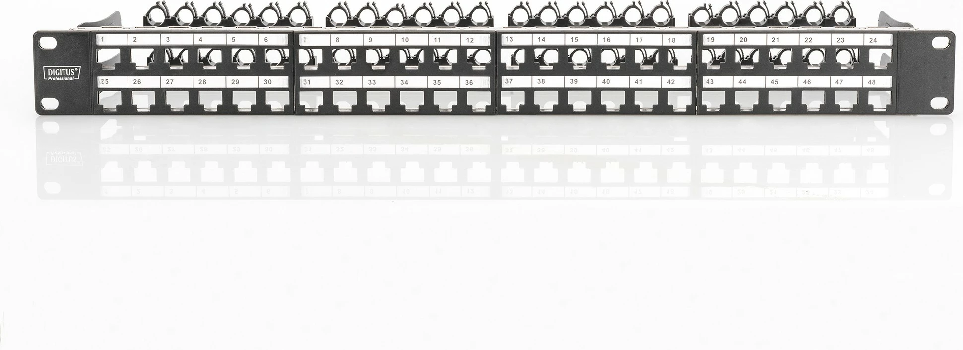 Patch panel Digitus modular 48 porta Cat6a, 1U, galvanizuar, i zi