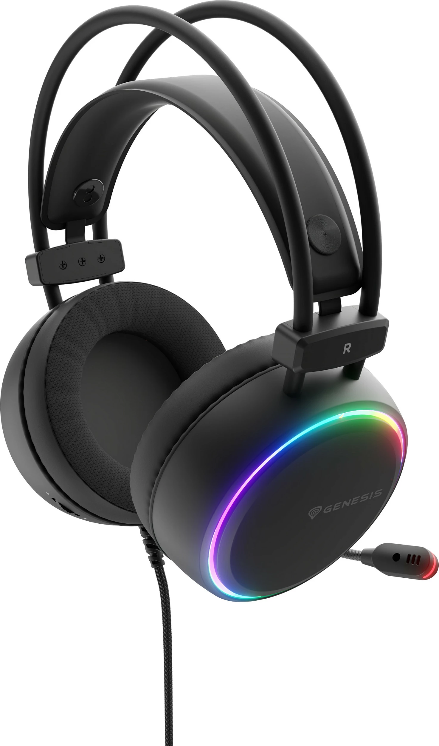 Kufje Genesis Neon 613 G2 (NSG-2307), headset gaming me kabllo, 50 mm, RGB, 3.5mm/USB, të zeza