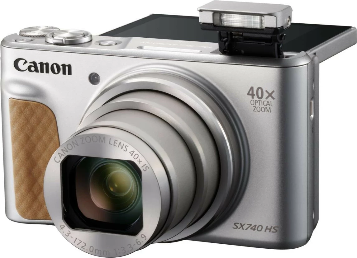 Aparat Canon PowerShot SX740 HS, 20.3 MP, Zoom optik 40x, 4K, Wi-Fi, Bluetooth, Srebrny