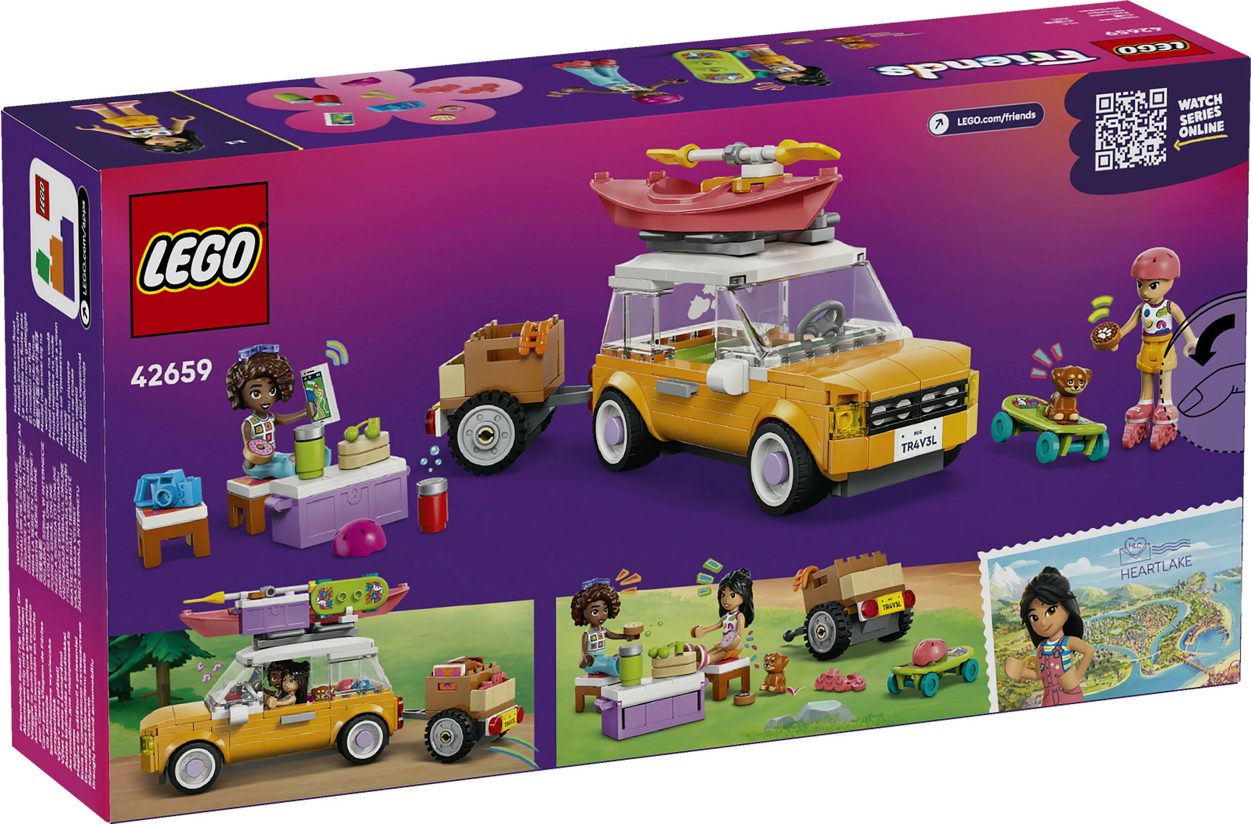 Set ndërtimi LEGO Friends 42659, veturë udhëtimi, 220 copë, e verdhë