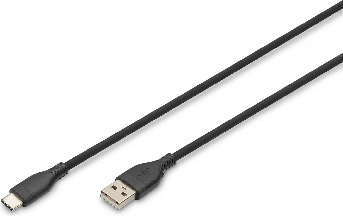 Kabllo silikoni Digitus AK-300340-020-S, USB-A në USB-C, 2m, 60W, e zezë