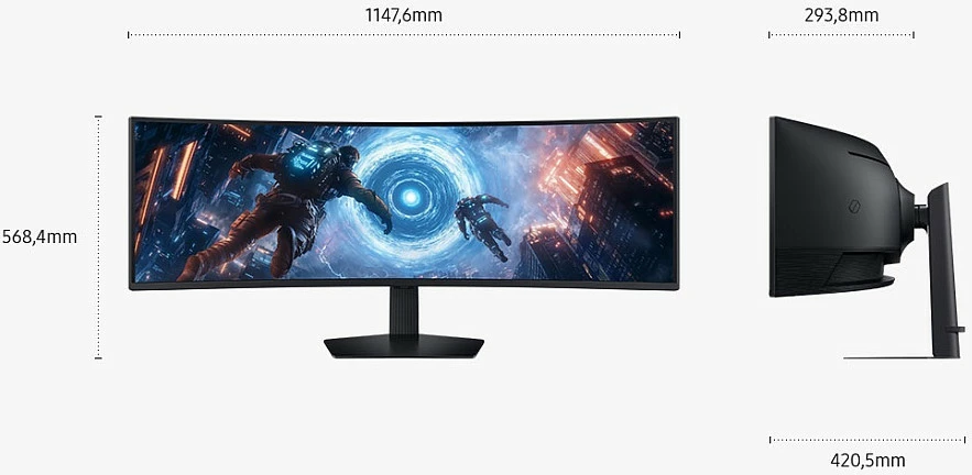 Monitor Samsung Odyssey G9 S49FG912EU, 49", Dual QHD 5120x1440, 1 ms, FreeSync Premium Pro, i zi
