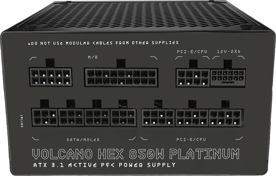 Furnizues rryme Modecom Volcano Hex ZAS-MC-HEX-0850-PLAT 850W 80 Plus Platinum, fully modular, ATX 3.1, i zi