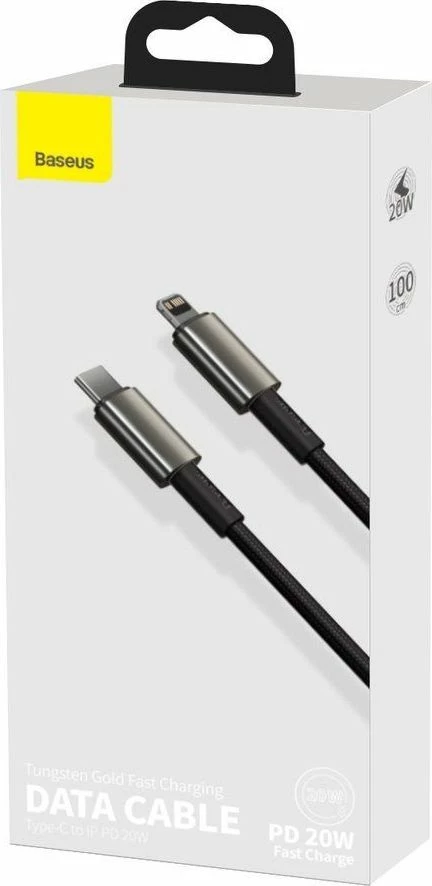 Kabllo Baseus USB-C–Lightning 6953156232037 1m PD 20W, e zezë (1 copë)
