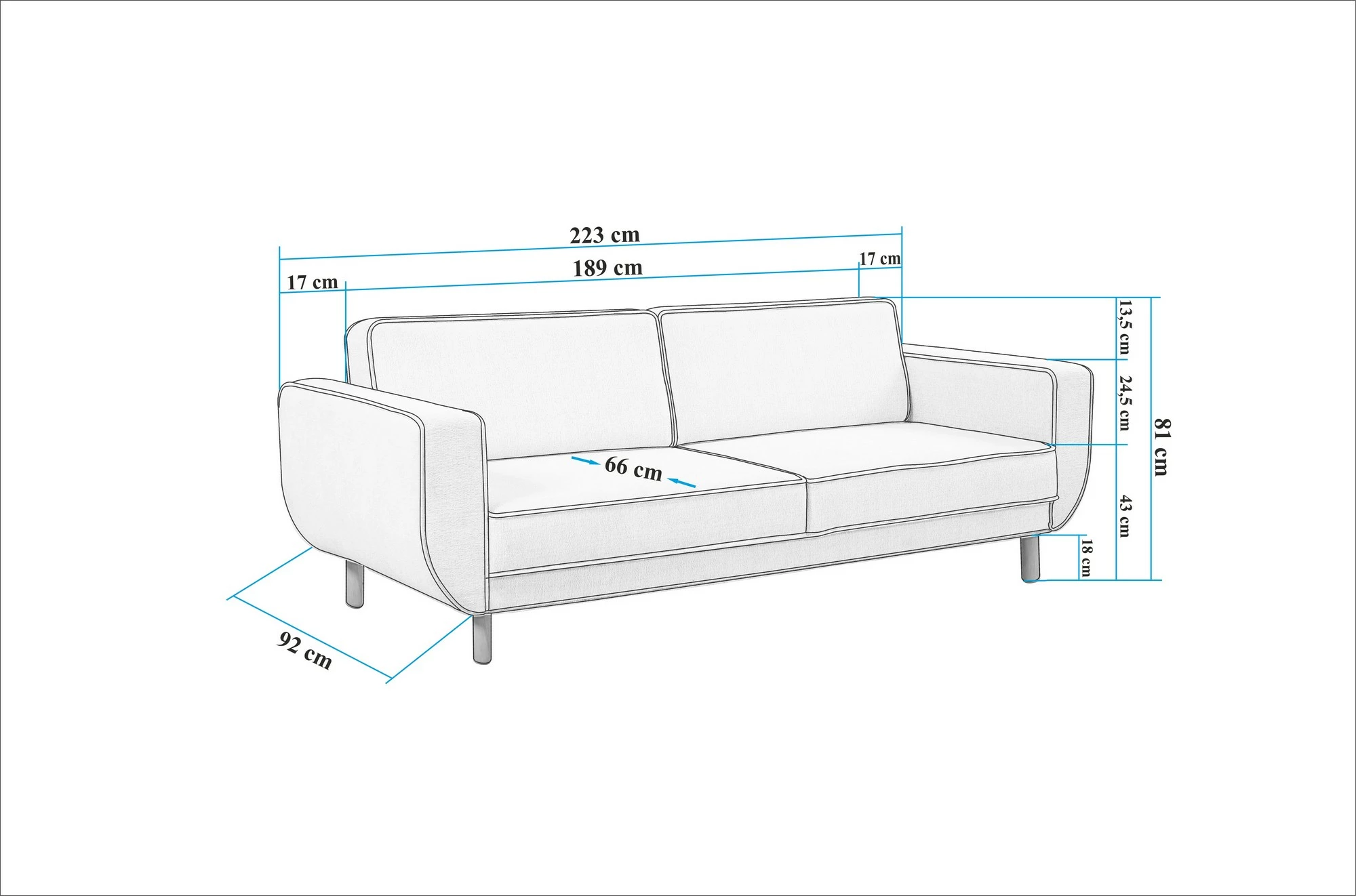 Set divan-krevat Atelier del Sofa, Larus Wood, ngjyrë lisi, gri - 15