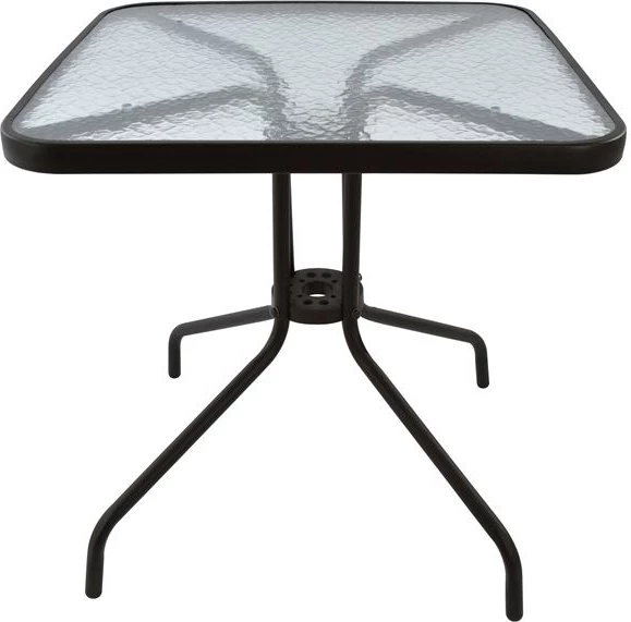 Tavolinë e jashtme katrore FIGO, ngjyrë kafe, metal-xham, 70x70x72H cm