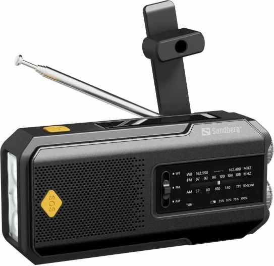 Radio survival SANDBERG Survivor Radio All-in-1 2000 (421-04) powerbank 2000 mAh, AM/FM, solar, dinamo, dritë LED, e zezë